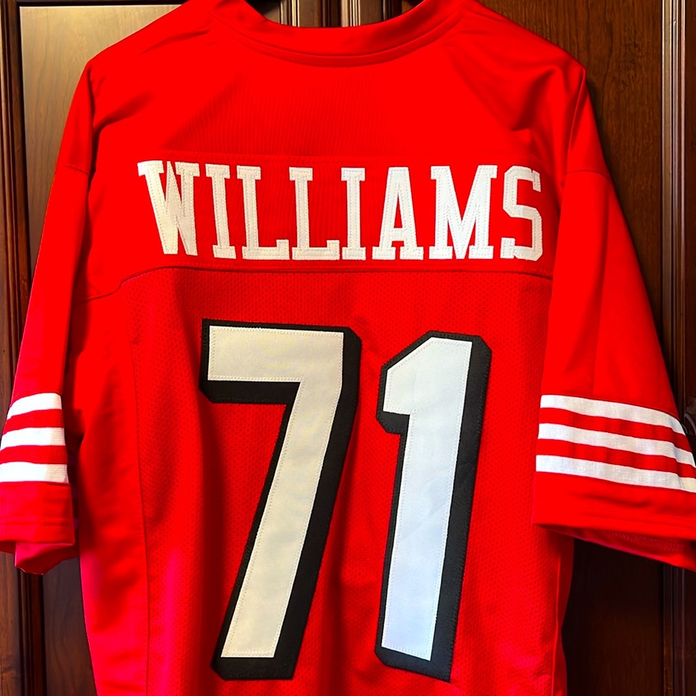 Brand New Custom Made NFL SF 49er Star Trent Williams #71 Throwback Red Jersey!